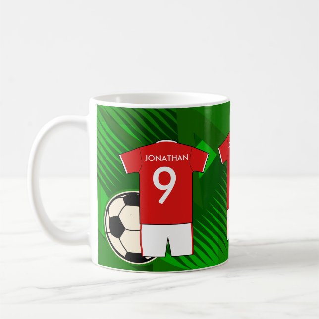 Personlig Ocer Jersey Red and White Kaffemugg (Vänster)
