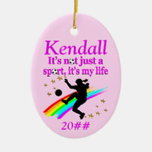 PERSONLIG OCH DATED GIRL'S SOCCER ORNAMENT