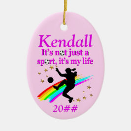 PERSONLIG OCH DATED GIRL'S SOCCER ORNAMENT