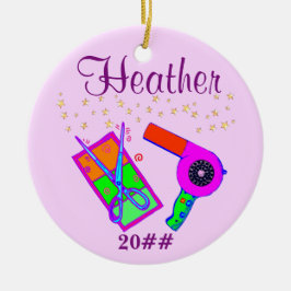 PERSONLIG OCH DATERAD STYLISTORNAD FÖR HÅRDSTYLIST JULGRANSPRYDNAD KERAMIK