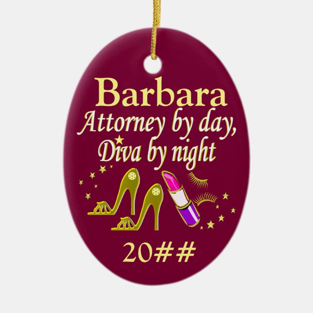 PERSONLIG OCH DATORDATUM FÖR LAWYER DIVA JULGRANSPRYDNAD KERAMIK (Framsidan)