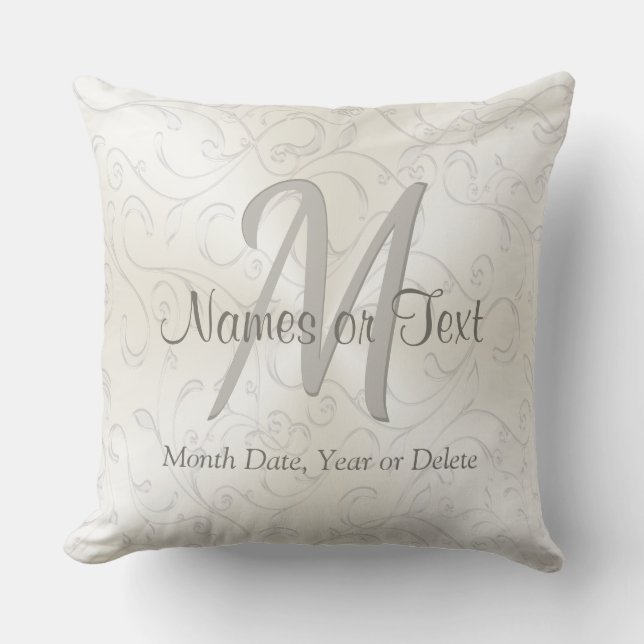 Personlig och Monogram Bröllop Pillow Kudde (Framsida)
