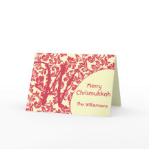 Personlig och Monogram Red Damask Chrismukah