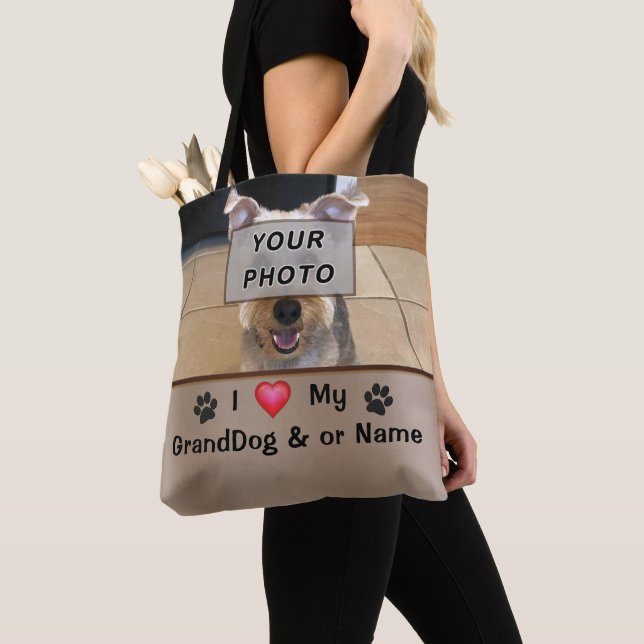 Personlig och PHOTO I Kärlek My GrandDog Bag Tygkasse (Närbild)