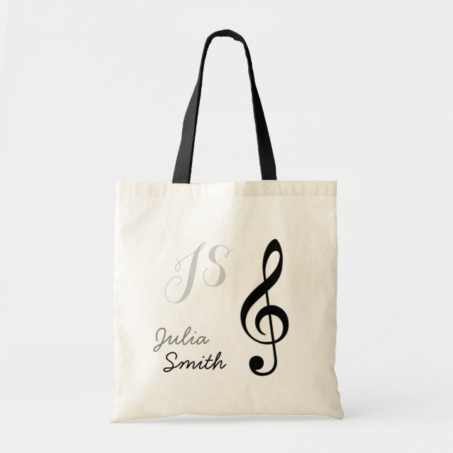 personlig och snyggt för svart g-klef-anteckning tygkasse (Framsidan)