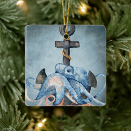 Personlig Octopus och Anchor Nautisk jul Julgransprydnad Keramik