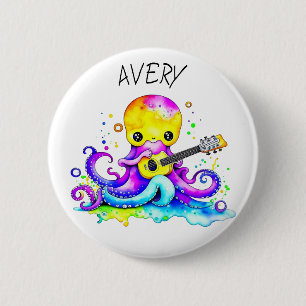 Personlig Octopus Spela Guitar Psychedelic Knapp