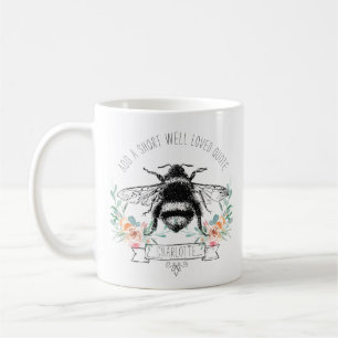 Personlig Offert Konstnärlig Blommigt bin och Namn Kaffemugg
