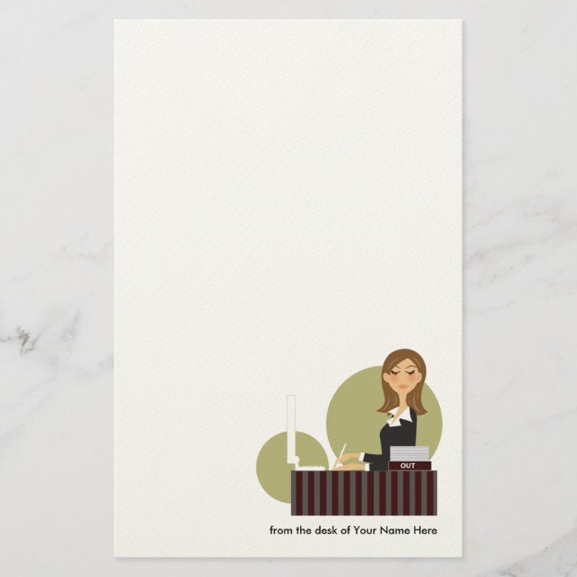 Personlig Office Girl Stationery Brevpapper (Framsida)