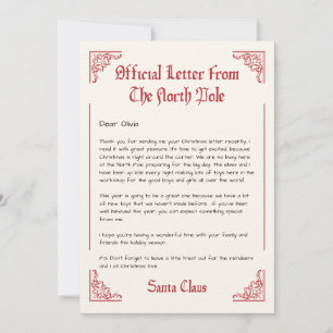 Personlig Officiell Nordpolen Brev från Santa Sant Inbjudningar
