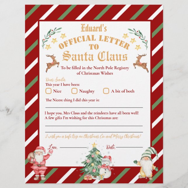 Personlig Officiell Nordpolen Brev till Santa F Reklamblad (Framsidan)
