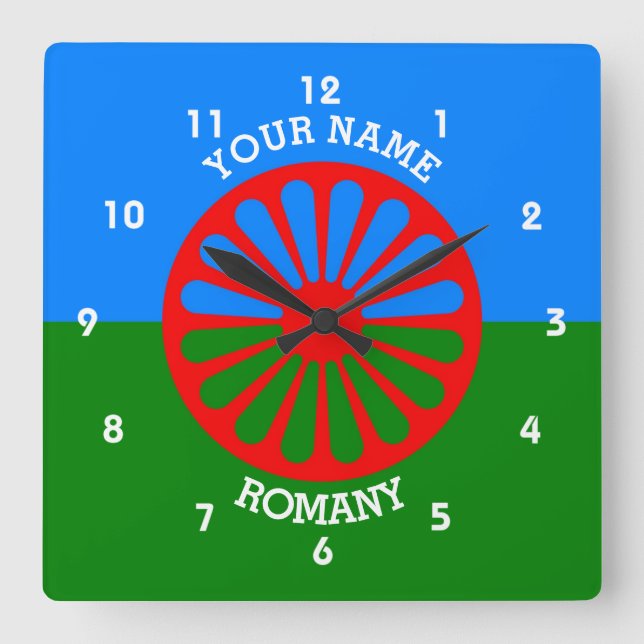 Personlig Officiell Romanska zigenare flagga Fyrkantig Klocka (Framsida)