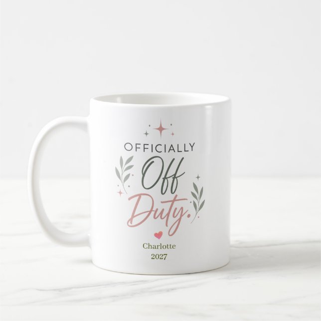 Personlig officiellt tjänstledig pensionspresent kaffemugg (Vänster)
