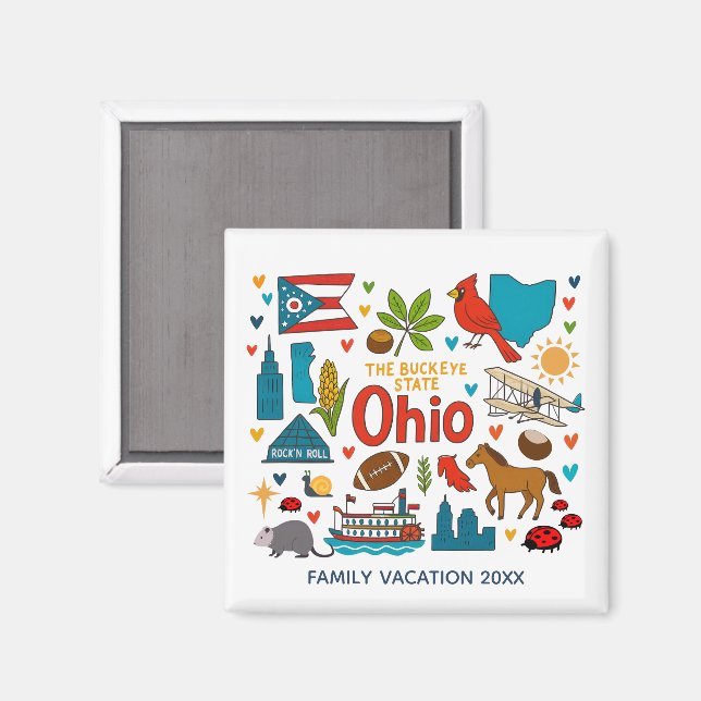 Personlig Ohio-familjeresa Minne Magnet (Front/Back)