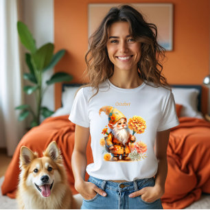 Personlig Oktober Birth Month Garden Gnome T Shirt