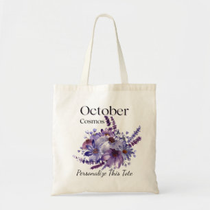 Personlig Oktober Birthday Tote med Cosmos Tygkasse
