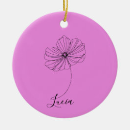 Personlig oktober Cosmos födelsedagsblomma gåva Julgransprydnad Keramik