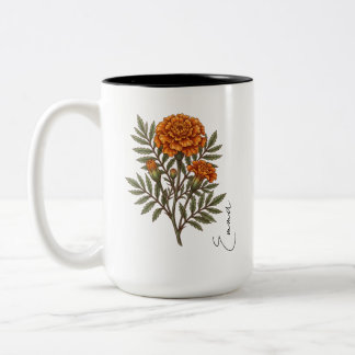 Personlig oktober-sammettblomma födelsedagsmugg Två-Tonad mugg