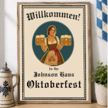 Personlig Oktoberfest-välkomstskylt Bayersk Par