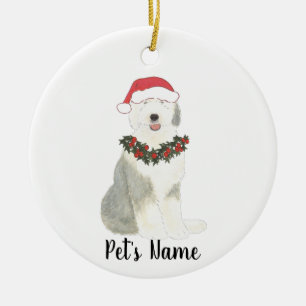 Personlig Old English Sheepdog Julgransprydnad Keramik