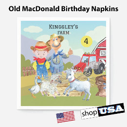 Personlig Old MacDonalds Gris Farm Pappersservett