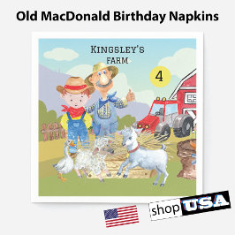 Personlig Old MacDonalds Gris Farm Pappersservett