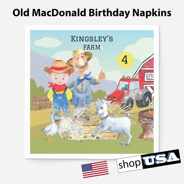 Personlig Old MacDonalds Gris Farm Pappersservett (Skapare uppladdad)