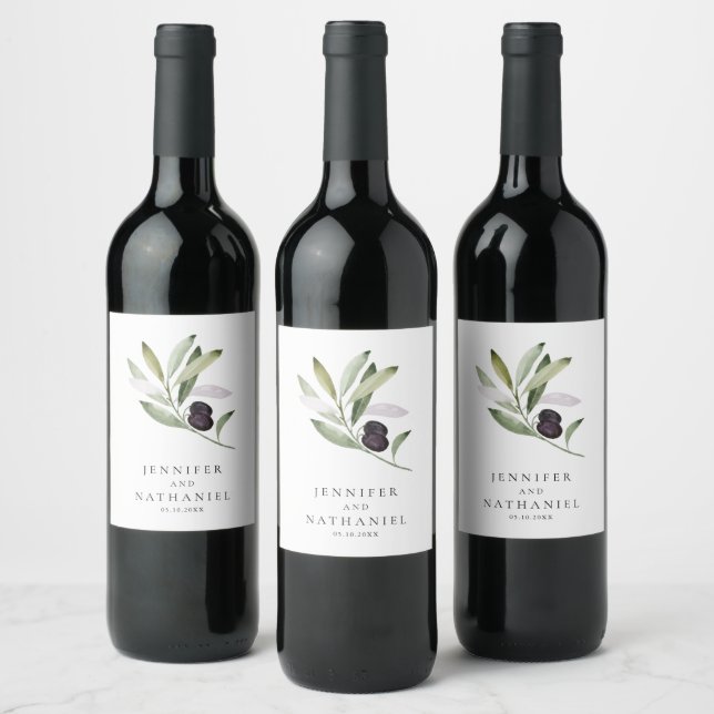 Personlig Olive Gren Bröllop Vinflaska Etikett (Flaskor)