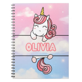 Personlig Olivia Unicorn Flickaktigt Notebook Anteckningsbok