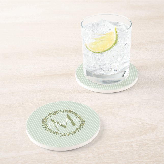 Personlig Olivkrans Monogram Sandstens kust Underlägg (Sidan)