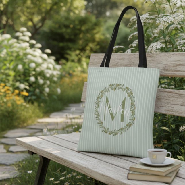 Personlig olivkvistmonogram totetaska tygkasse (Skapare uppladdad)