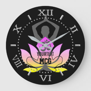 Personlig OM Namaste Lotus Flower Yoga Pose Stor Klocka