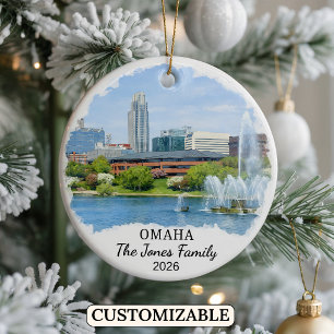 Personlig Omaha-ornament, Anpassad Nebraska Julgransprydnad Keramik