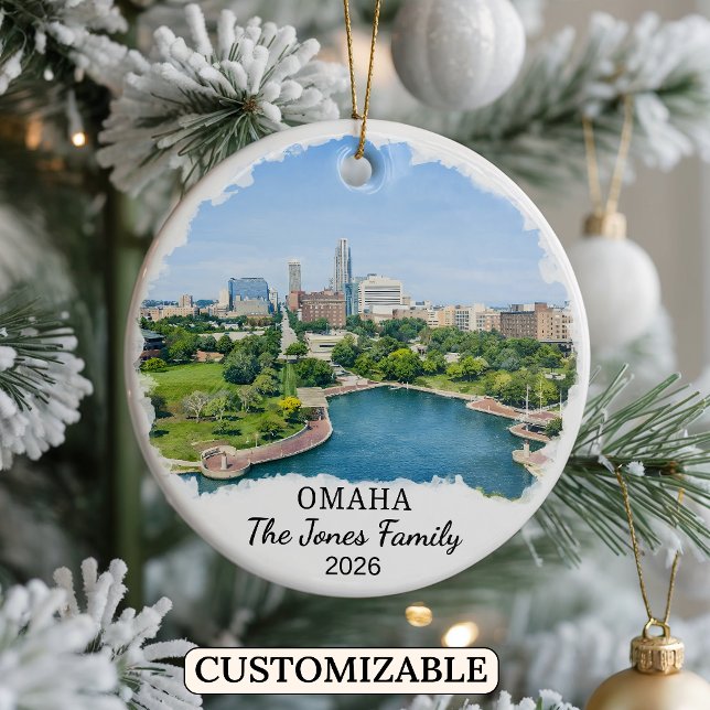 Personlig Omaha-ornament, Anpassad Nebraska Julgransprydnad Keramik (Skapare uppladdad)