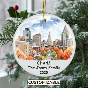 Personlig Omaha Ornament, Nebraska Julgransprydnad Keramik