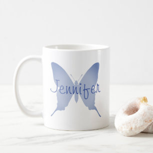 Personlig Ombre Blå Fjäril Kaffemugg