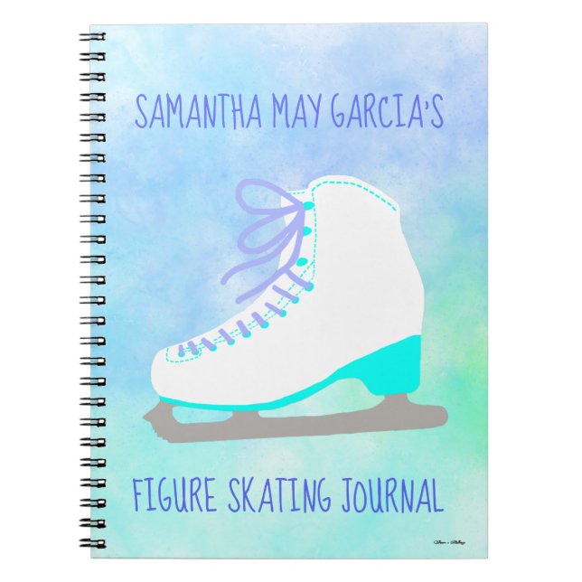 Personlig Ombre Figur Skating Practice Journal Anteckningsbok (Framsidan)