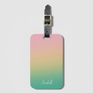 Personlig Ombre Gradient Teal Peach Rosa Bagagebricka
