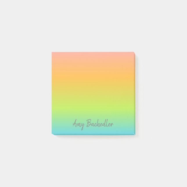 Personlig Ombre Pastel Rainbow Post-it Notes (Framsida)