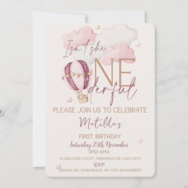 Personlig ONE00-inbjudningar till första födelseda Inbjudningar (Framsida)