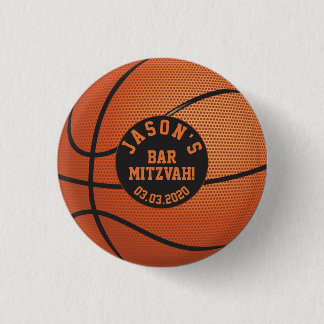 Personlig Orange Basketball Pub Mitzvah Favor Knapp