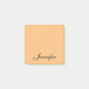 Personlig Orange Black Script Namn Post-it Block