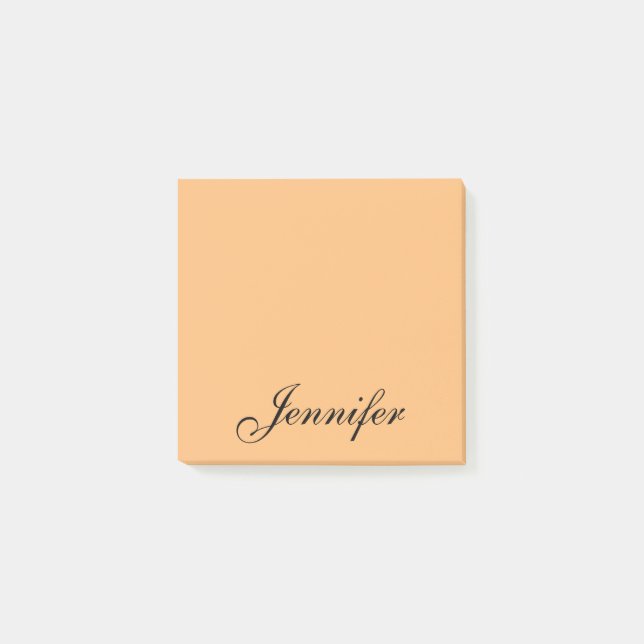 Personlig Orange Black Script Namn Post-it Block (Framsida)