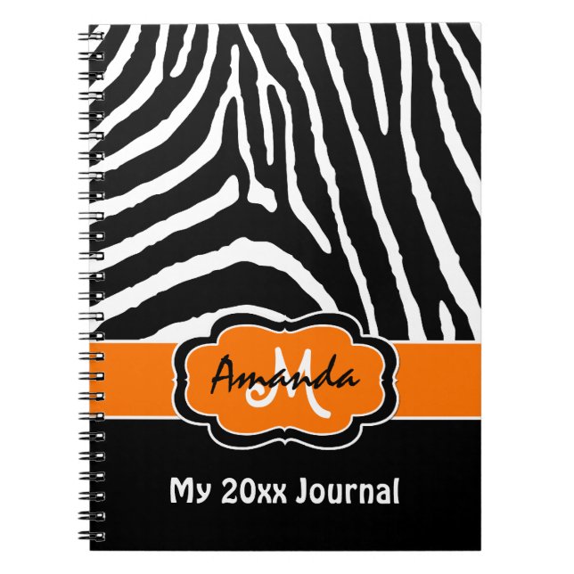 Personlig Orange Black White Zebra Journal Anteckningsbok (Framsidan)