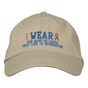 Personlig Orange Blue Ribbon Awareness Broderad Keps