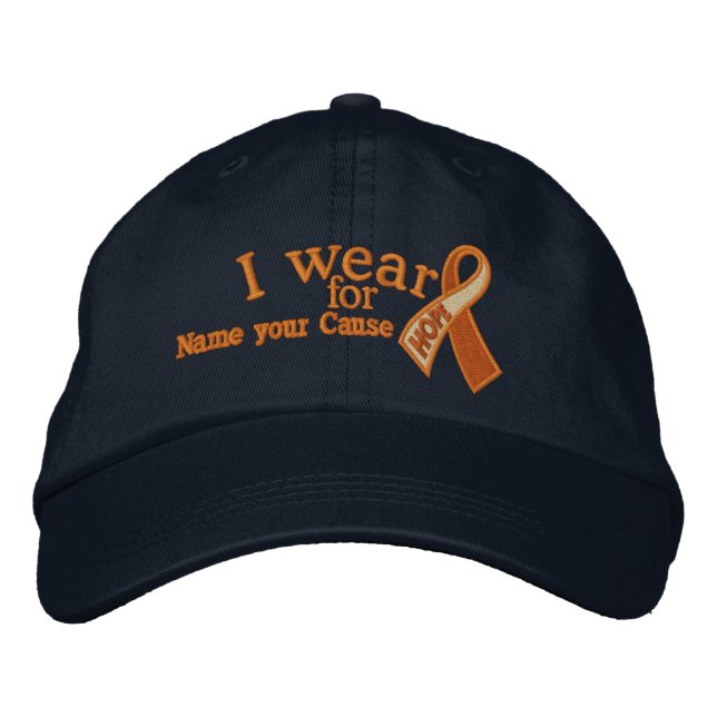 Personlig Orange Cancer Hope menyfliksområdet din  Broderad Keps (Framsida)