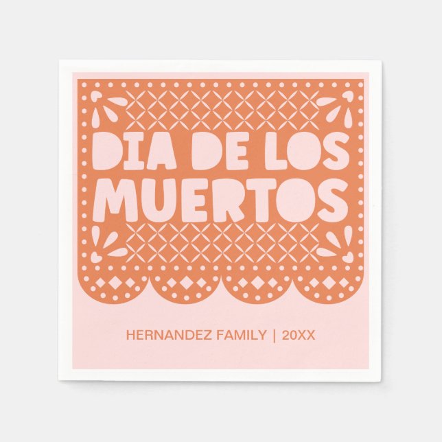 Personlig Orange Dia de los Muertos Napkins Pappersservett (Framsidan)