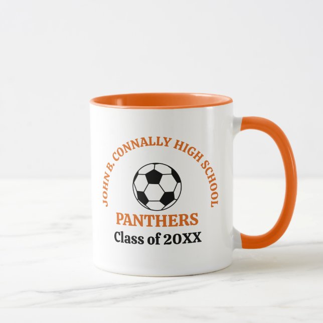 Personlig Orange Fotbollsspelare Team Mugg (Höger)