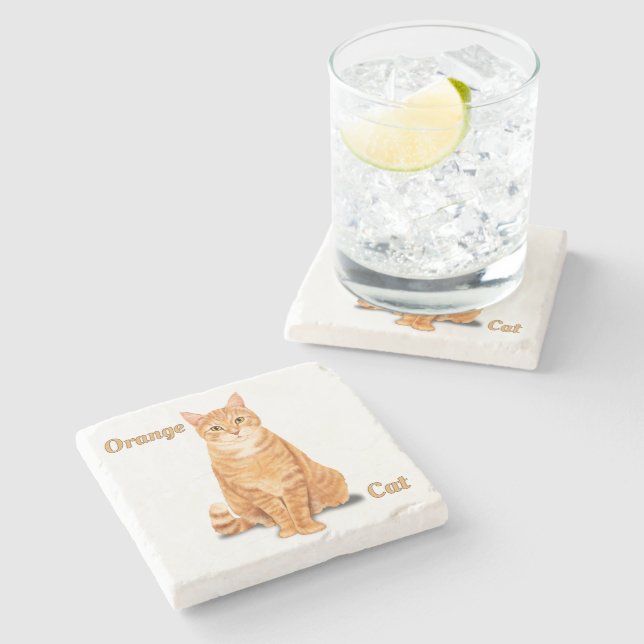 Personlig Orange Ginger Tabby Katt Stenunderlägg (Sidan)