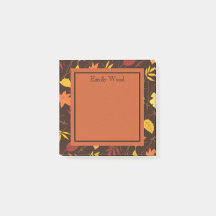 Personlig Orange Gul Brun Höstlöv Post-it Block